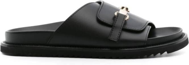 Doucal's Slippers met logo gesp Zwart