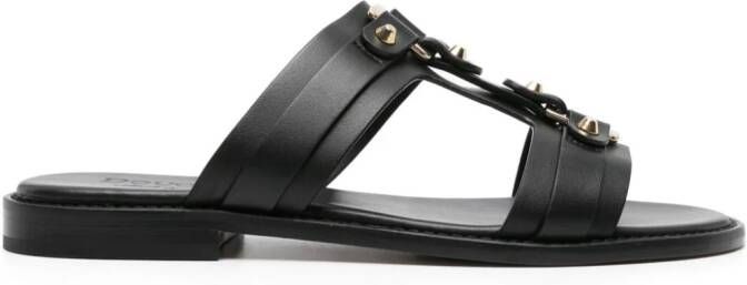Doucal's strap-detailing leather slides Zwart