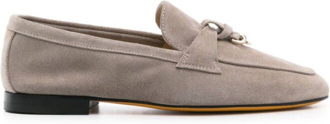 Doucal's strap-detailing suede loafers Beige