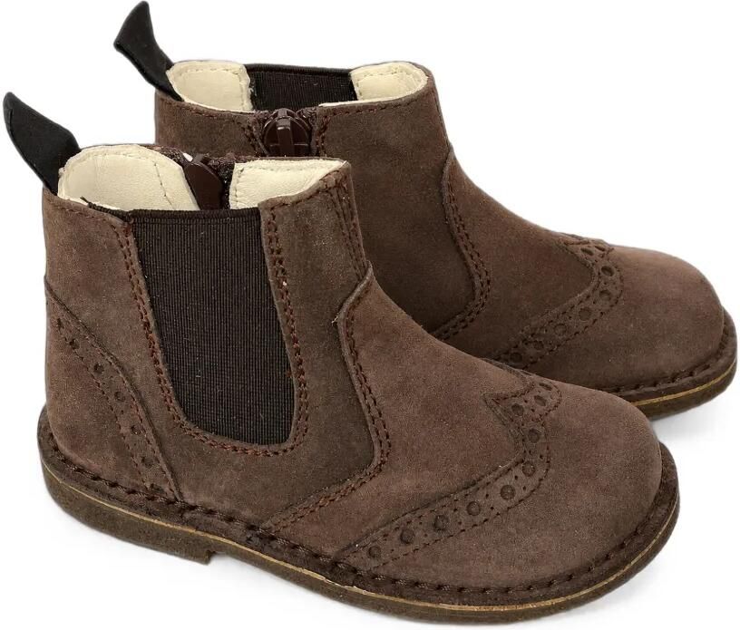 Douuod Kids Chelsea laarzen van kalfssuède met brogue-detail Bruin