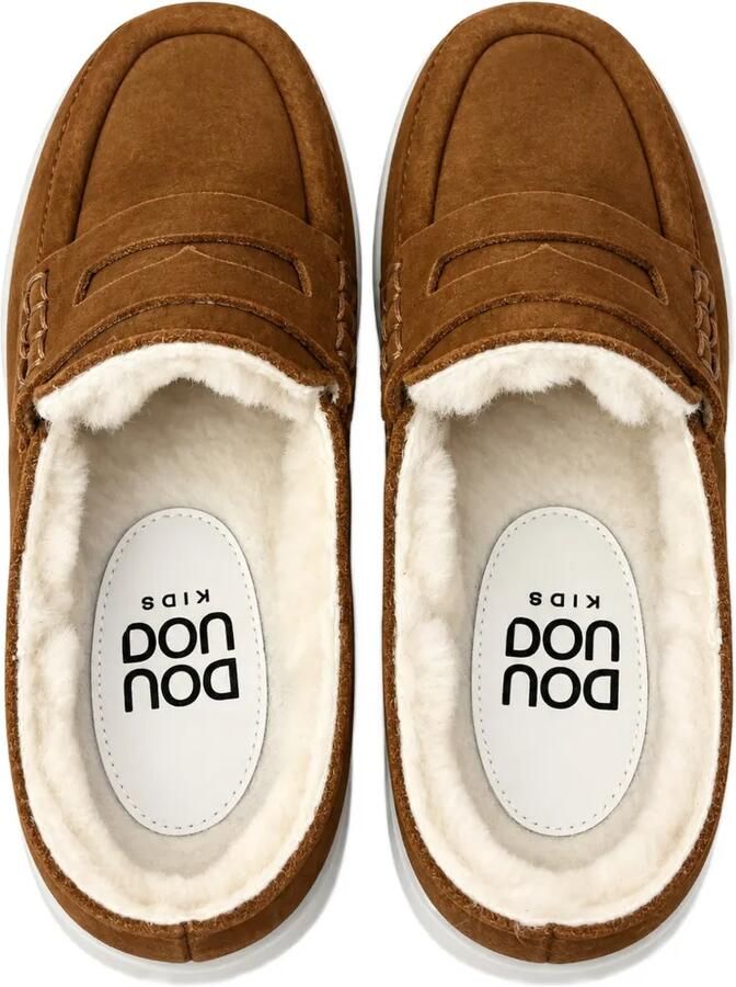 Douuod Kids Penny loafers met voering van lammy Bruin