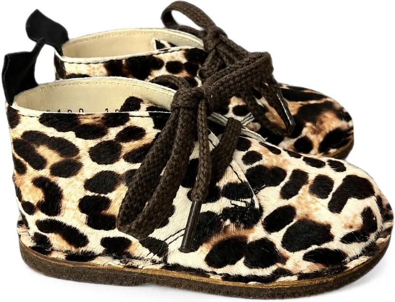Douuod Kids Sneakers met luipaard-print en kalfshaar Bruin