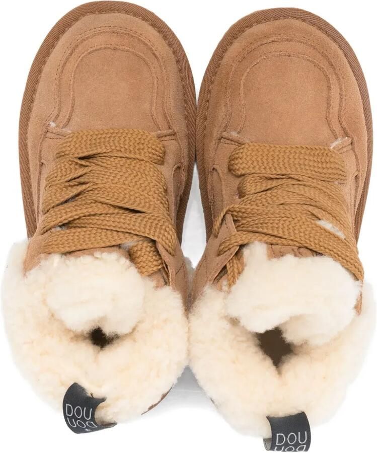 Douuod Kids Suède sneakers met afwerking van imitatiebont Beige