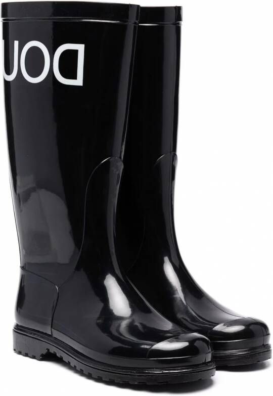 Douuod Kids Regenlaarzen met logo Zwart