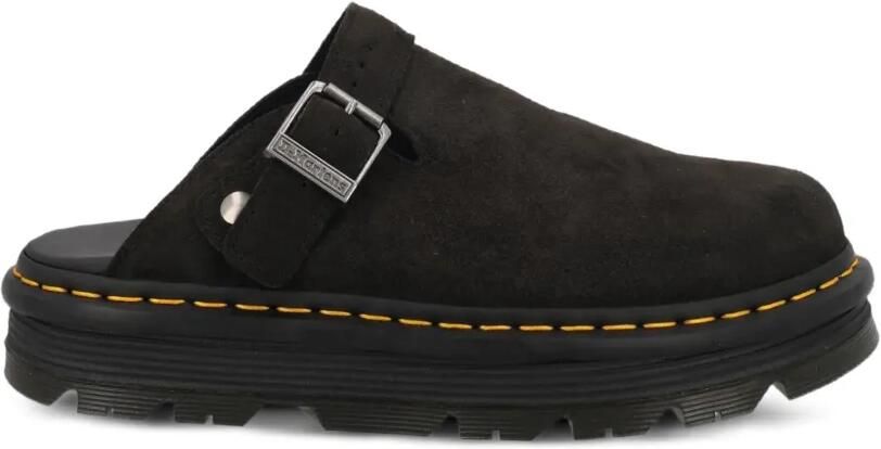 Dr. Martens Suède muiltjes met gesp Zwart
