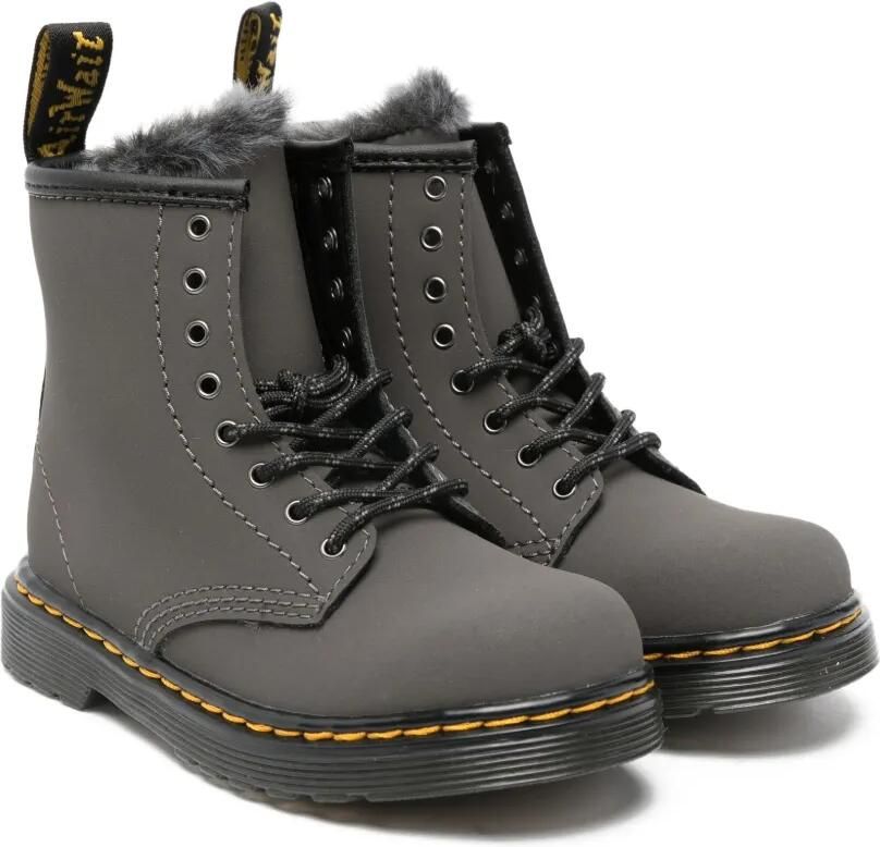 Dr. Martens Kids Leren veterlaarzen Grijs