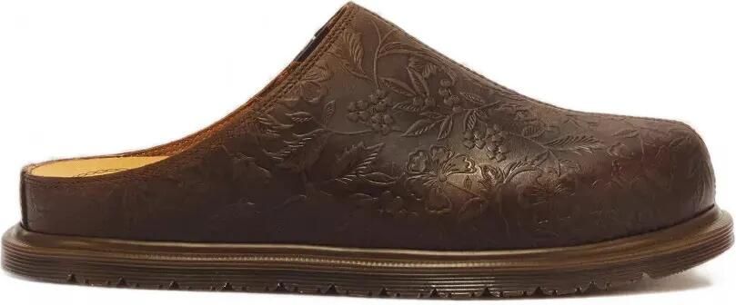 Dr. Martens San leren muiltjes met bloemen-reliëf Bruin