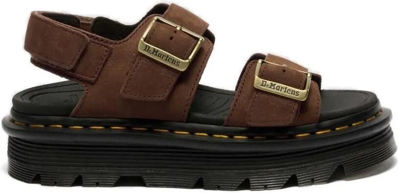 Dr. Martens Zebzag leren sandalen met gesp Bruin