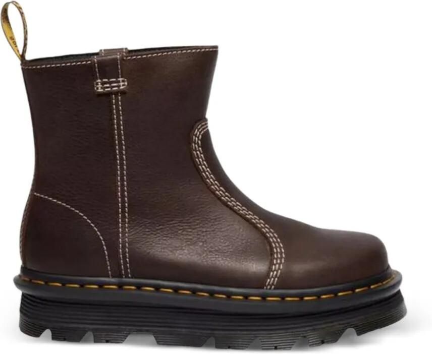 Dr. Martens Zebzag Rigger leren enkellaarzen met contrasterend stiksel Bruin