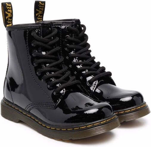 Dr. Martens Kids 1460 lakleren enkellaarzen Zwart