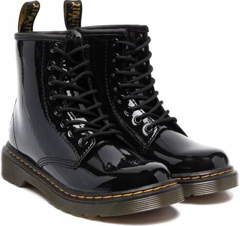 Dr. Martens Kids 1460 lakleren laarzen Zwart