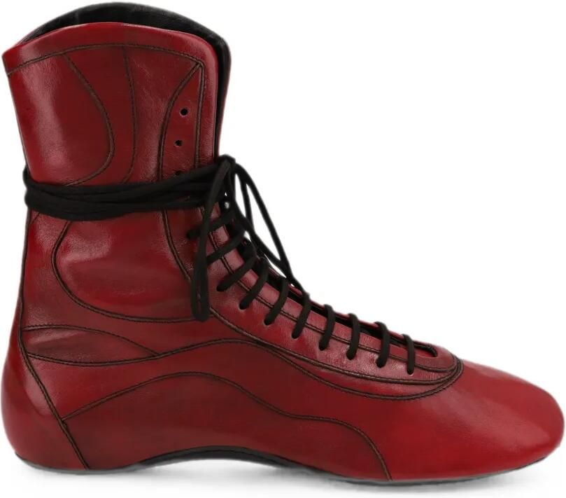 DRIES VAN NOTEN Leren high-top sneakers Rood