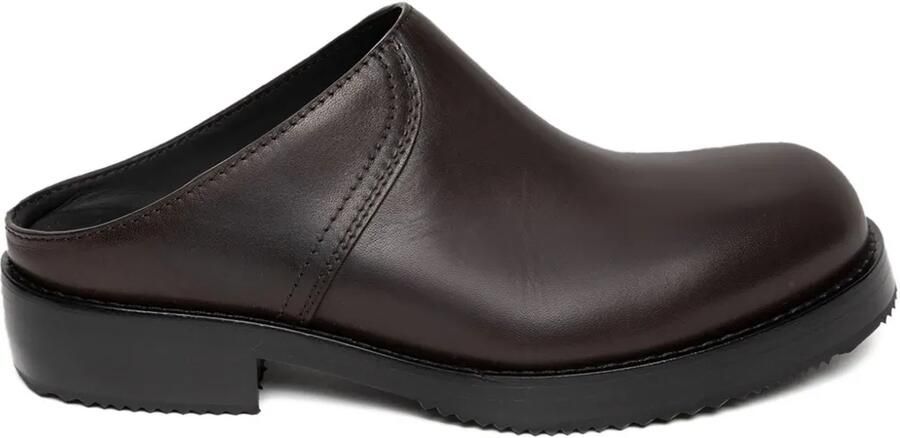 DRIES VAN NOTEN Leren slip-on klompen Bruin