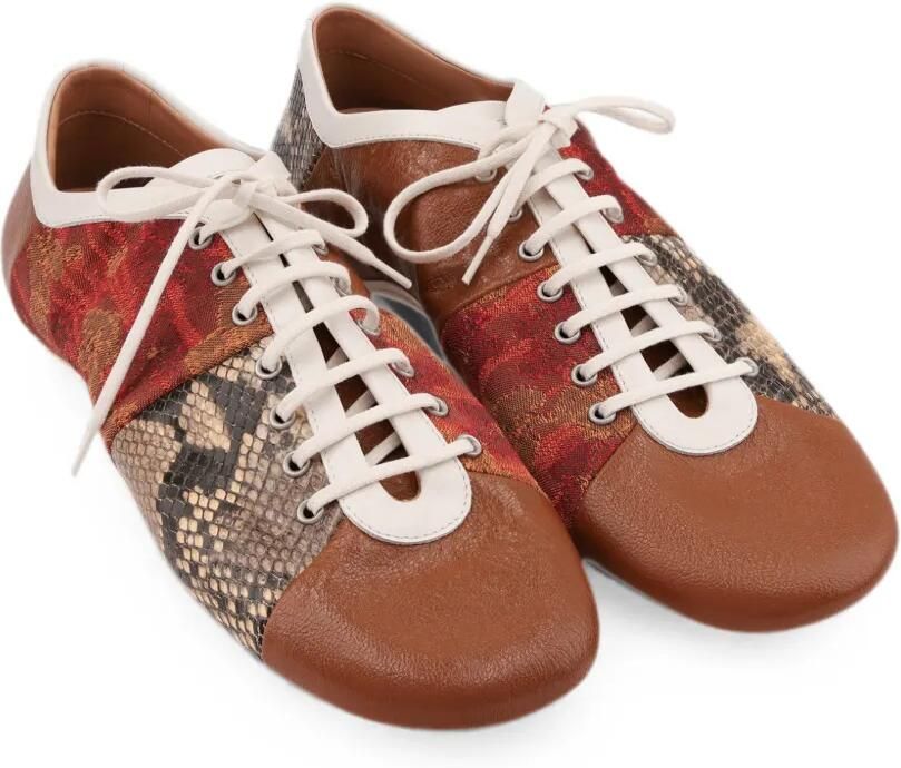 DRIES VAN NOTEN Leren sneakers met patchwork Bruin - Foto 3