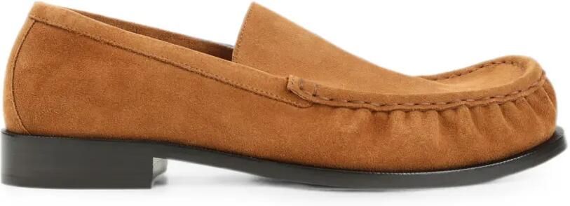 DRIES VAN NOTEN Suède loafers met gesmockt detail Bruin