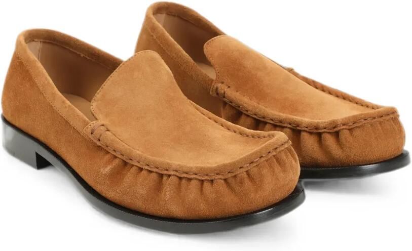 DRIES VAN NOTEN Suède loafers met gesmockt detail Bruin - Foto 3