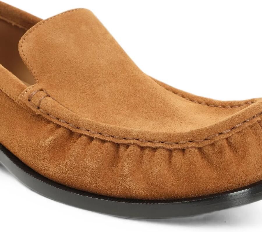 DRIES VAN NOTEN Suède loafers met gesmockt detail Bruin - Foto 2
