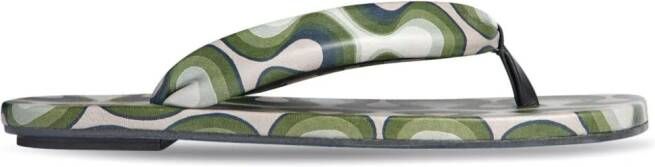 DRIES VAN NOTEN Orsula leren sandalen met abstracte print Groen