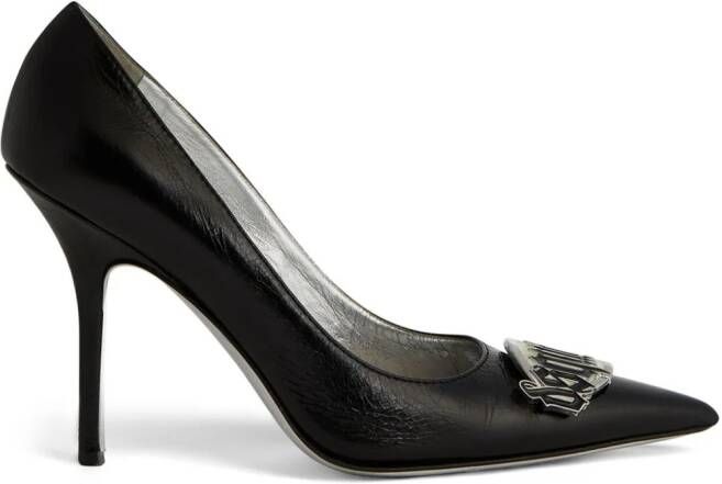 Dsquared2 100 mm leren pumps met logoplakkaat Zwart