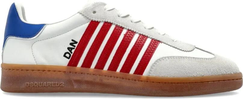 DSQUARED2 Boxer gestreepte leren sneakers Wit