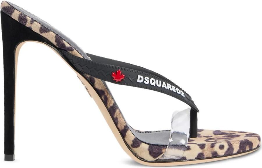 DSQUARED2 Clear muiltjes met luipaardprint Wit