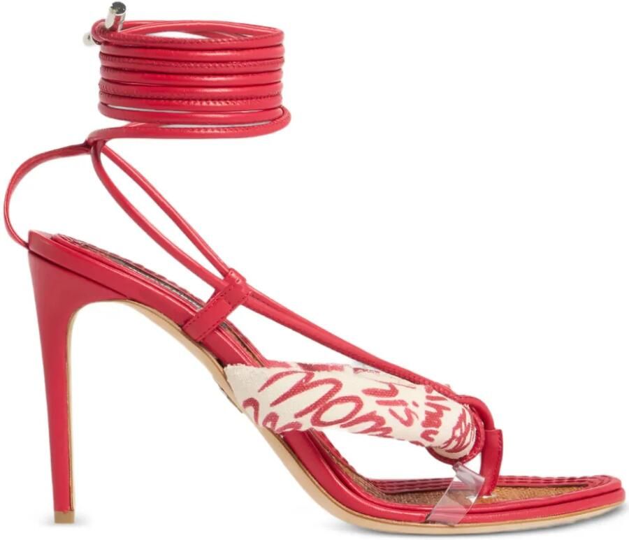 DSQUARED2 Coiled Hibiscus sandalen met hak Rood