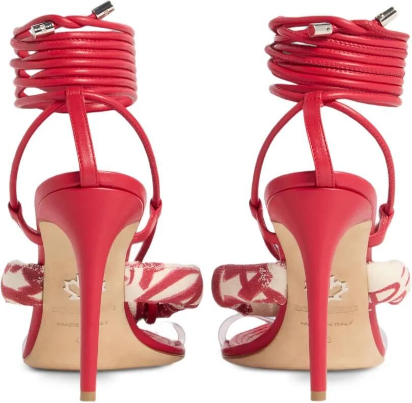 DSQUARED2 Coiled Hibiscus sandalen met hak Rood - Foto 3