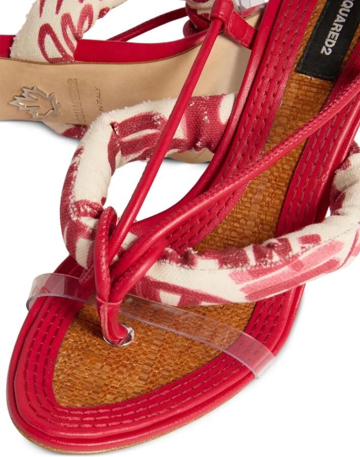 DSQUARED2 Coiled Hibiscus sandalen met hak Rood - Foto 4