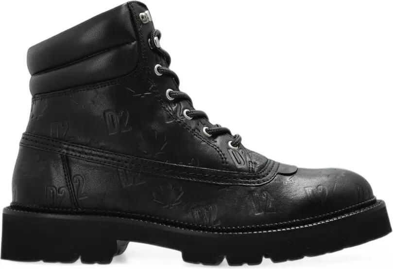 DSQUARED2 D2 monogram leather boots Zwart