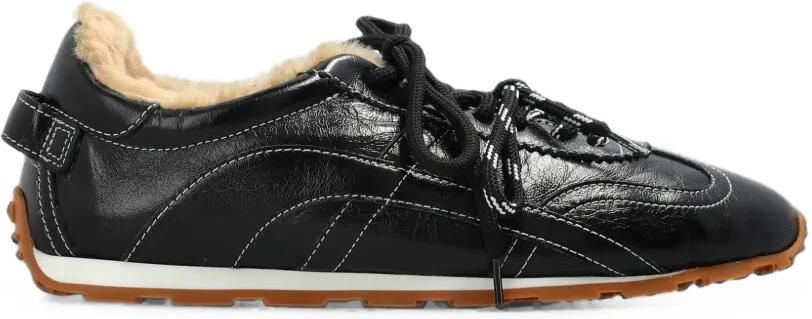 DSQUARED2 DC-642 leren sneakers met lammy voering Zwart