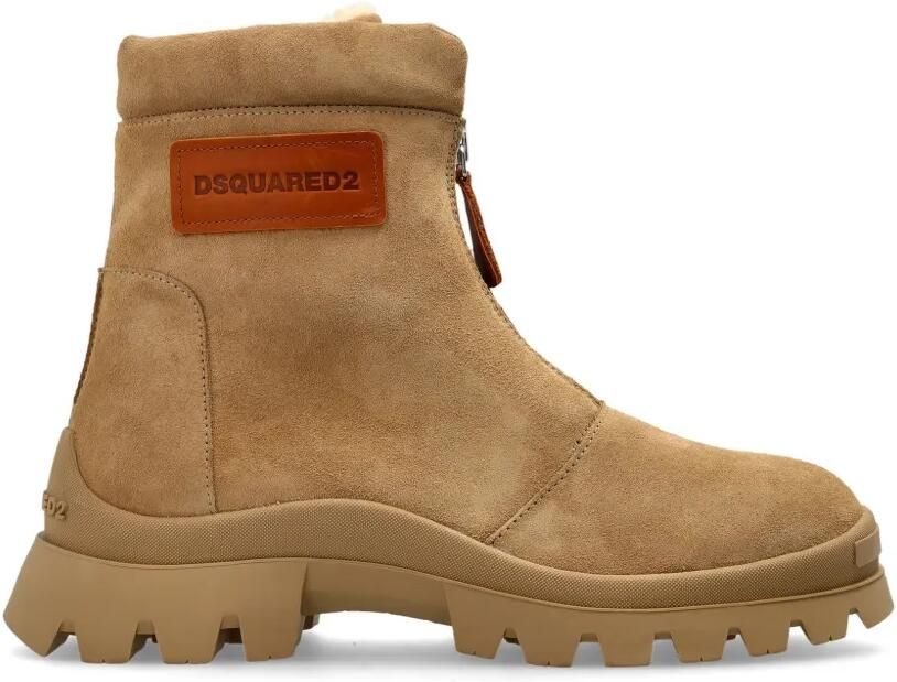 DSQUARED2 Enkellaarzen met logopatch Beige