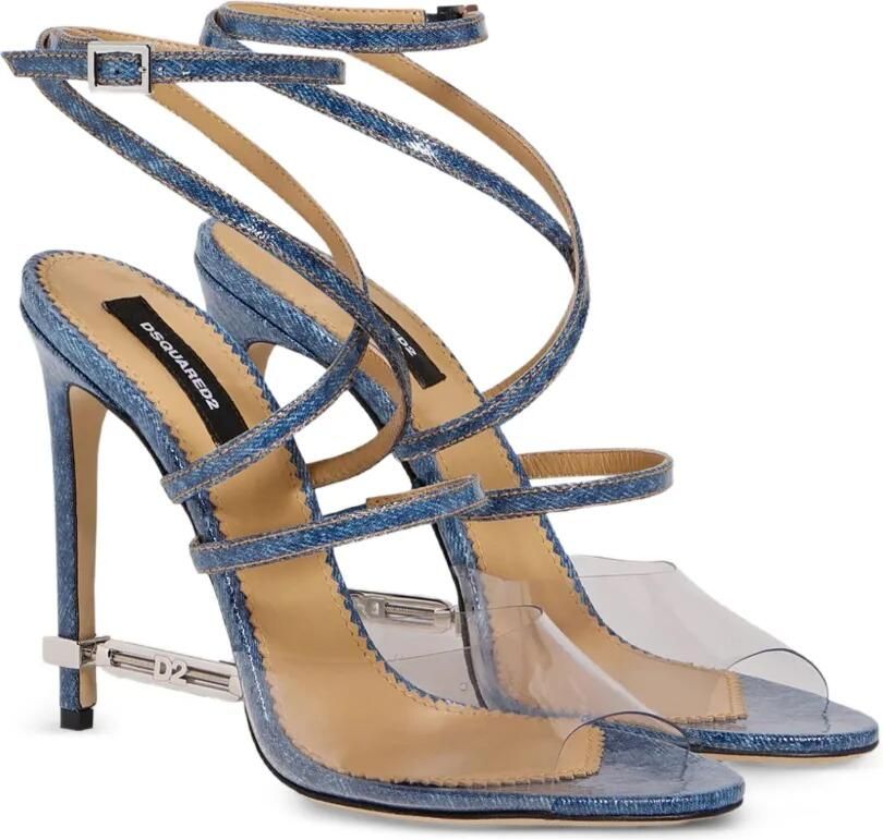 DSQUARED2 Frosted sandalen met katoenen hak en gespsluiting Blauw - Foto 2