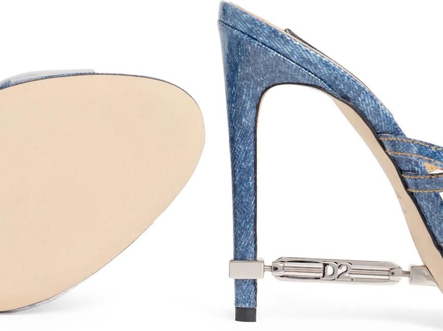 DSQUARED2 Frosted sandalen met katoenen hak en gespsluiting Blauw - Foto 4