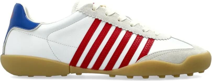 DSQUARED2 Gestreepte leren sneakers Wit