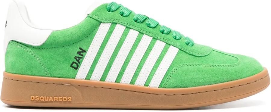 DSQUARED2 Gestreepte suède sneakers Groen