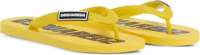 DSQUARED2 KIDS Badslippers met logodetail Geel