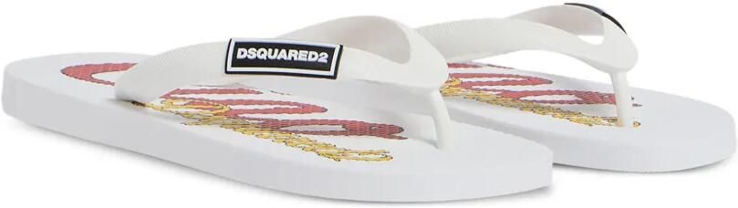 DSQUARED2 KIDS Badslippers met logodetail Wit