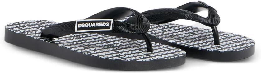DSQUARED2 KIDS Badslippers met logodetail Zwart