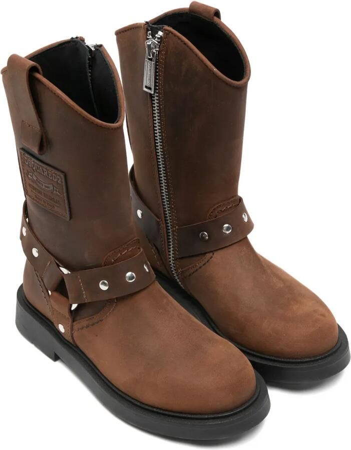 DSQUARED2 KIDS Enkellaarzen met harnas studs Bruin