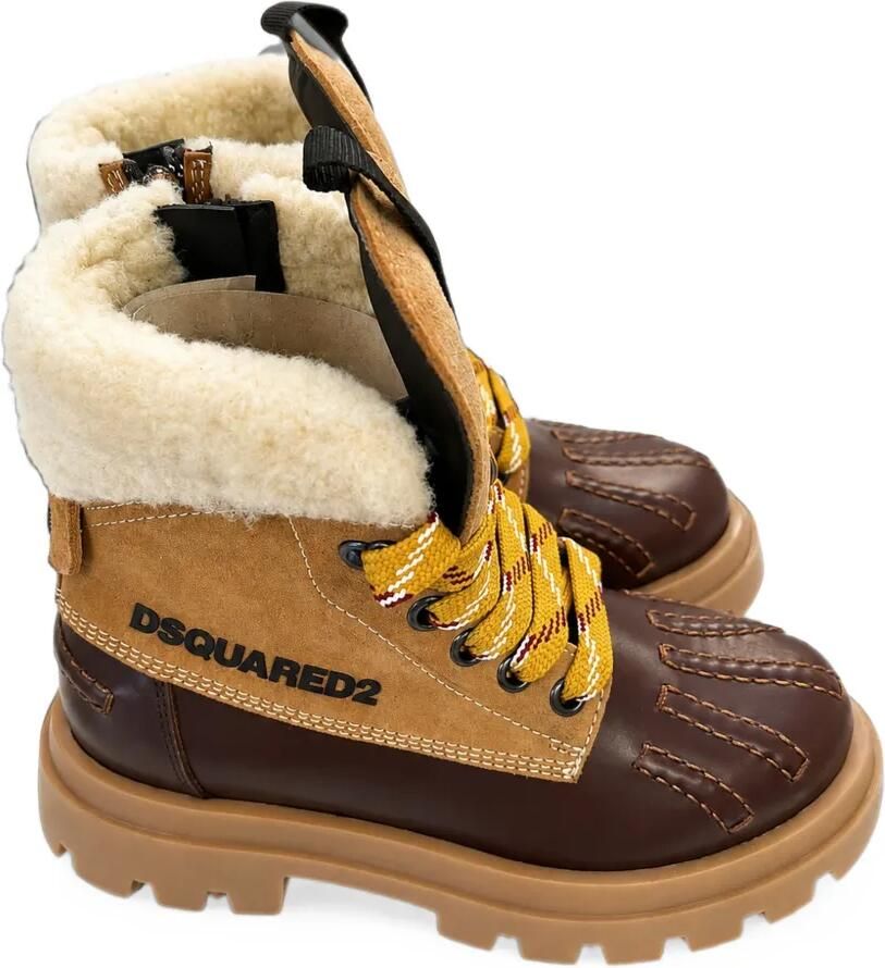 DSQUARED2 KIDS Enkellaarzen met logopatch Bruin
