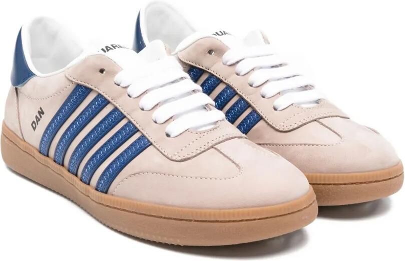 DSQUARED2 KIDS Gestreepte leren sneakers Beige