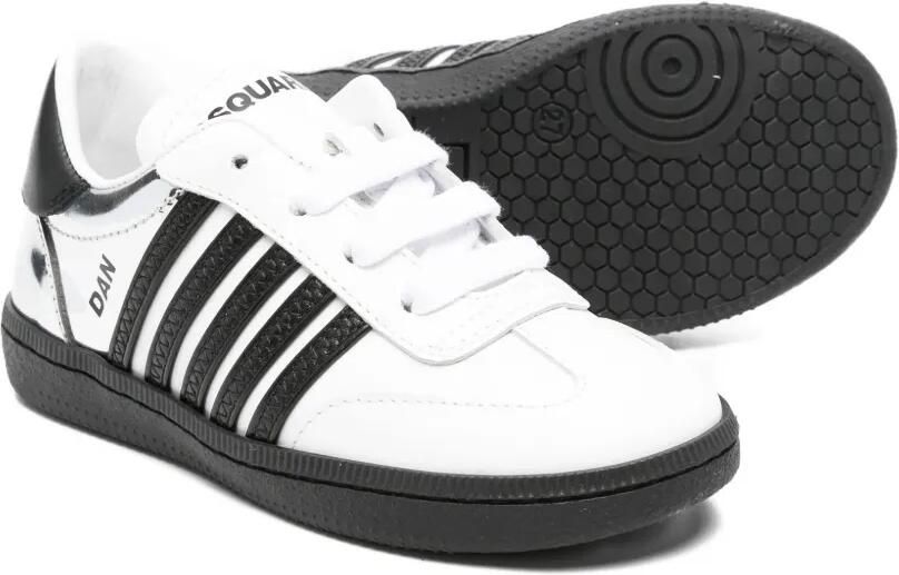 DSQUARED2 KIDS Gestreepte leren sneakers Wit - Foto 3