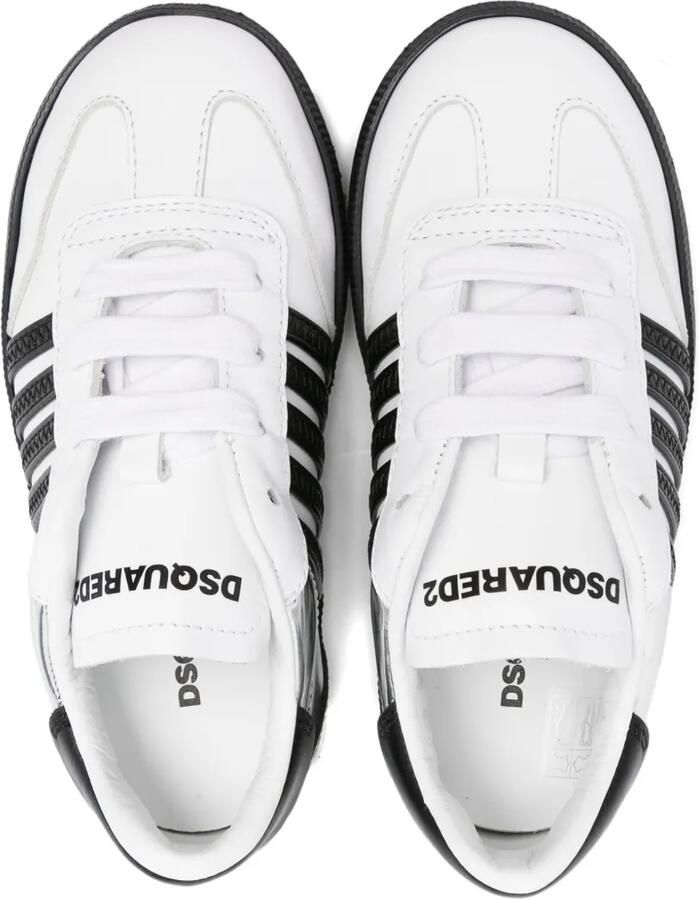 DSQUARED2 KIDS Gestreepte leren sneakers Wit - Foto 2