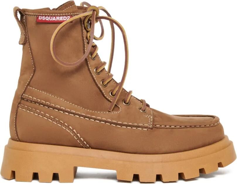 DSQUARED2 KIDS Laarzen met chunky zool en veters Bruin