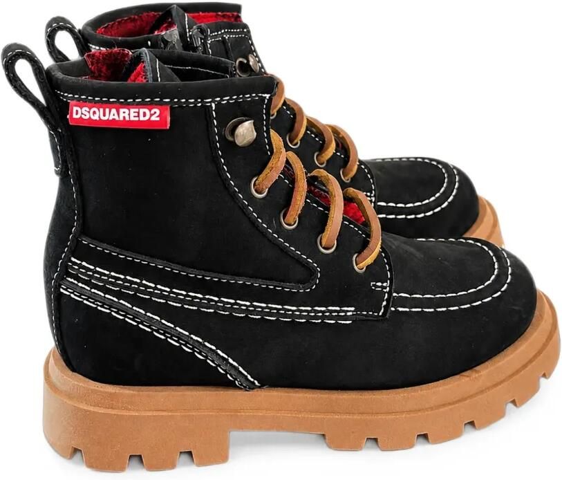 DSQUARED2 KIDS Laarzen met contrasterende stiksels en logo-patch Zwart