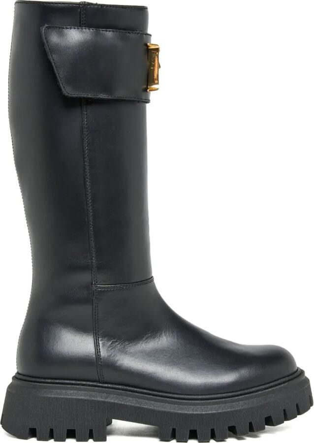 DSQUARED2 KIDS Laarzen van kalfsleer met gespsluiting Zwart