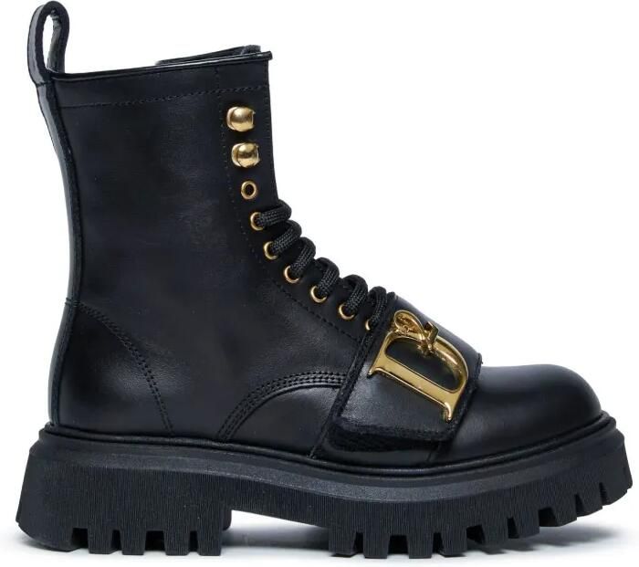DSQUARED2 KIDS Leren enkellaarzen Zwart