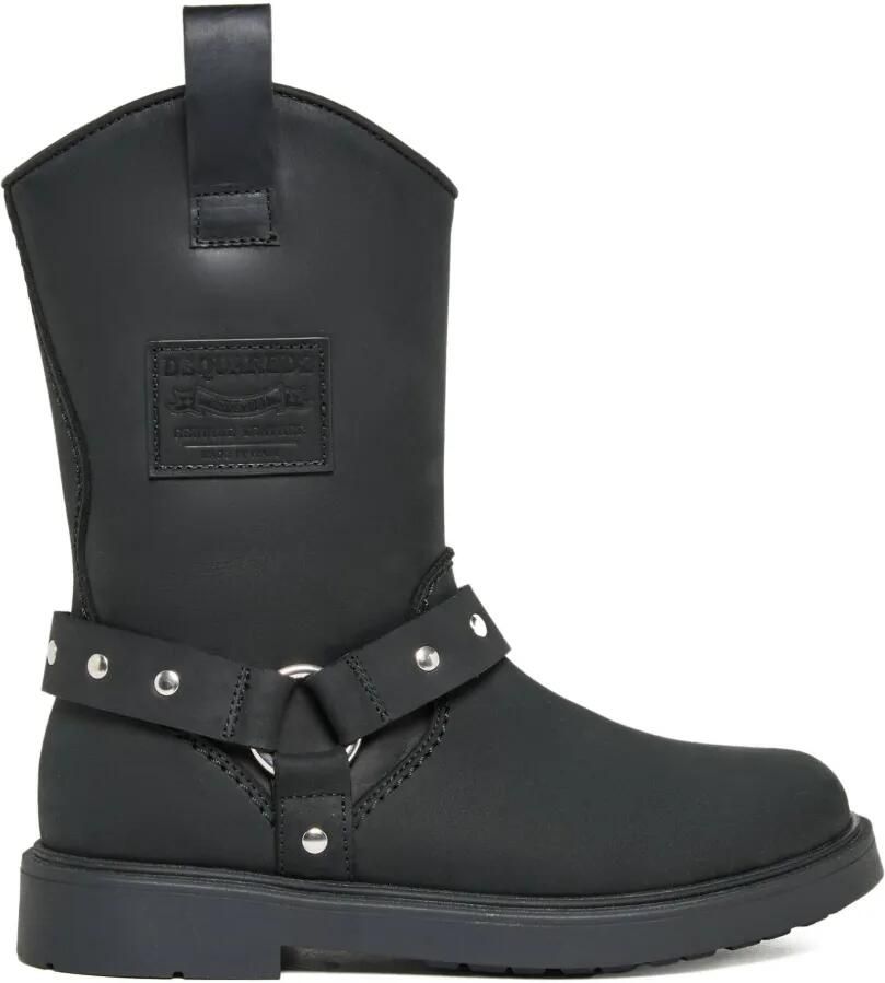 DSQUARED2 KIDS Leren laarzen met ritsdetail Zwart