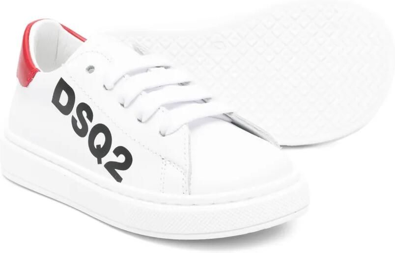 DSQUARED2 KIDS Leren sneakers met logodetail Wit