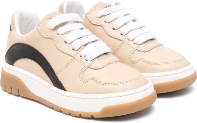 DSQUARED2 KIDS Leren sneakers met logoprint Beige